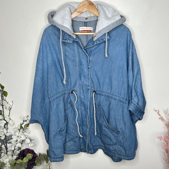 ANTHROPOLOGIE x PILCRO Denim Chambray Kimono Hooded Jacket Sz M/L {3W8} - Picture 6 of 9